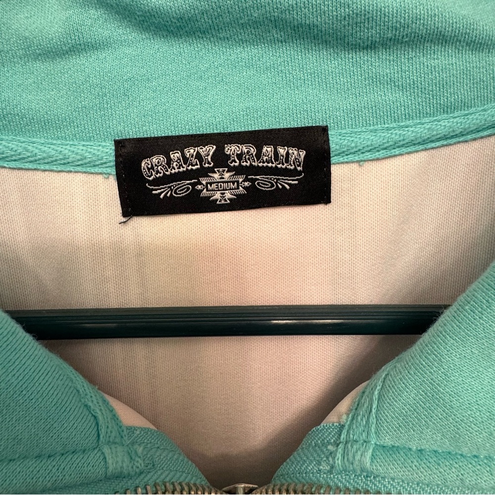 Crazy Train Serape Quarter Zip Pullover Teal Size… - image 3